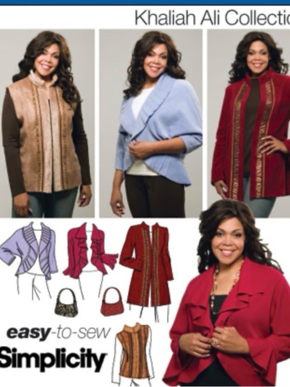 Simplicity Khaliah Ali Sewing Pattern 4051 - Women's Jackets, Vest & Bag 18W-24W